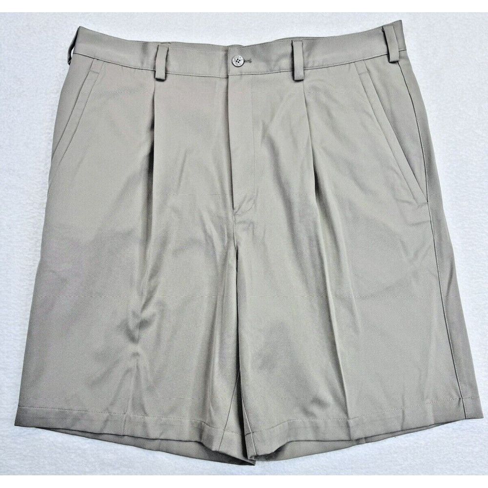 Nike Golf Beige Fit Dry Shorts Men 35 Pleated Performance Wicking Chino 9".
